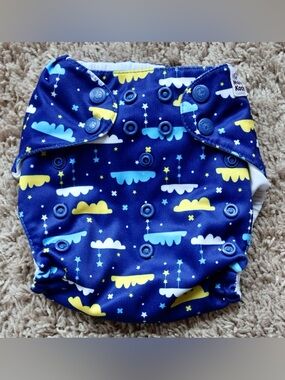 Mama Koala Navy Cloud & Star One Size Pocket Cloth Diaper